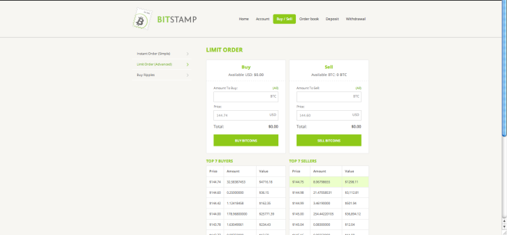 keep getting please select one of thes options for bitstamp