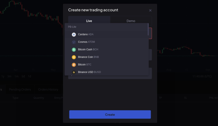 PrimeBit-create new trading account